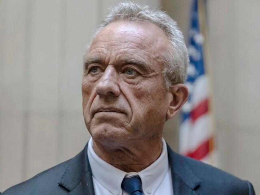 Independent Presidential candidate Robert F. Kennedy Jr. speaks to reporters at the Nassau