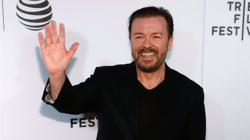 Ricky Gervais at the premiere of "Special Correspondents"