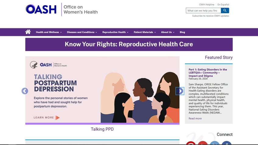 Biden-era screen grab from Feb. 2024 of HHS's Office on Women's Health