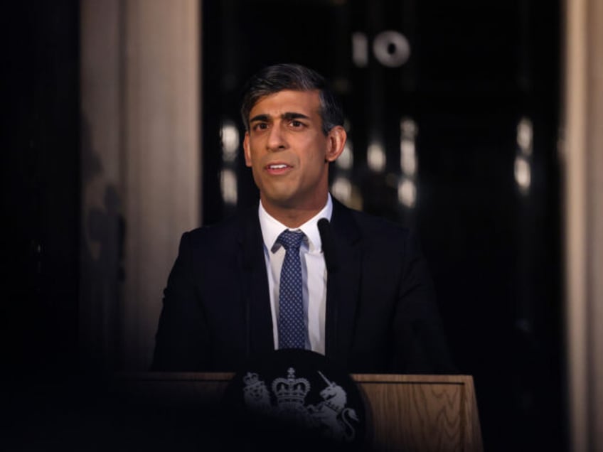 Rishi Sunak, UK prime minister, speaks at a news conference at Downing Street in London, U