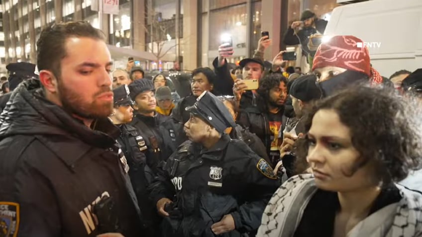 NYPD officers at protest