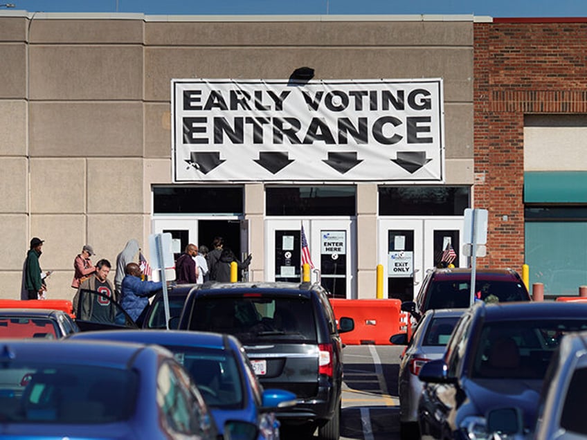 Residents line up to cast their ballots during early voting on November 3, 2023, in Columbus, Ohio. (Andrew Spear/Getty Images)