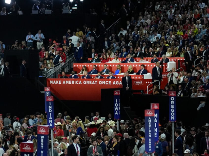 Republican presidential candidate former President Donald Trump watches during the Republi