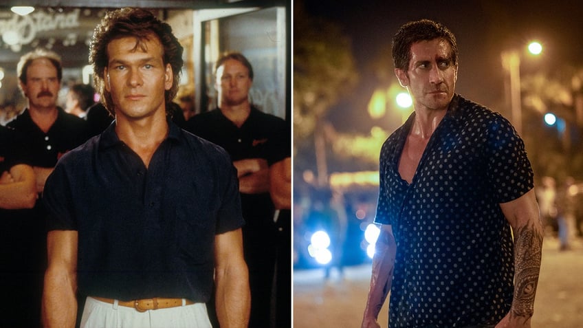 Side by side photos of Patrick Swayze and Jake Gyllenhaal