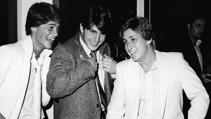 American actors Rob Lowe, Tom Cruise, and Emilio Estevez at the premiere screening of the TV movie, In The Custody of Strangers, 