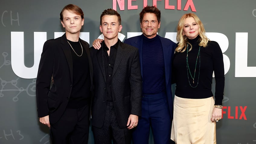 Matthew Edward Lowe, John Owen Lowe, Rob Lowe and Sheryl Berkoff posing together