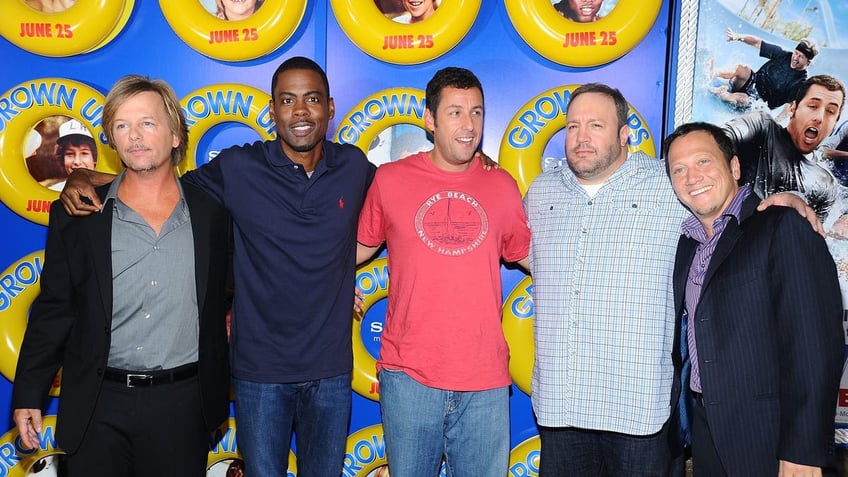 David Spade, Chris Rock, Adam Sandler, Kevin James and Rob Schneider attend the premiere of "Grown Ups"