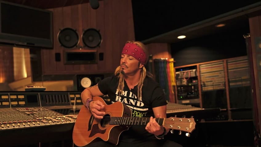 Bret Michaels in a recording session.