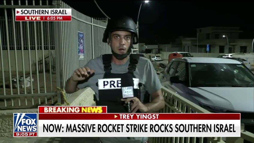 rocket from gaza hits near fox news trey yingst direct impact