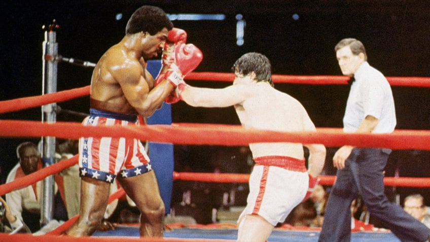 Sylvester Stallone filming a figh scene in Rocky