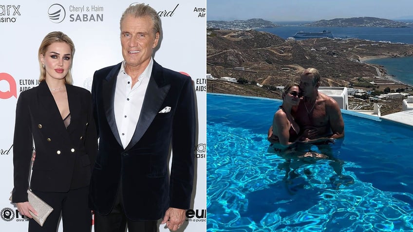 rocky star dolph lundgren 65 marries emma krokdal 27 at their mykonos villa time to celebrate love