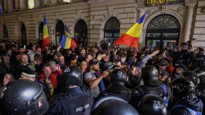 Protesters take to the streets in Bucharest, Romania 