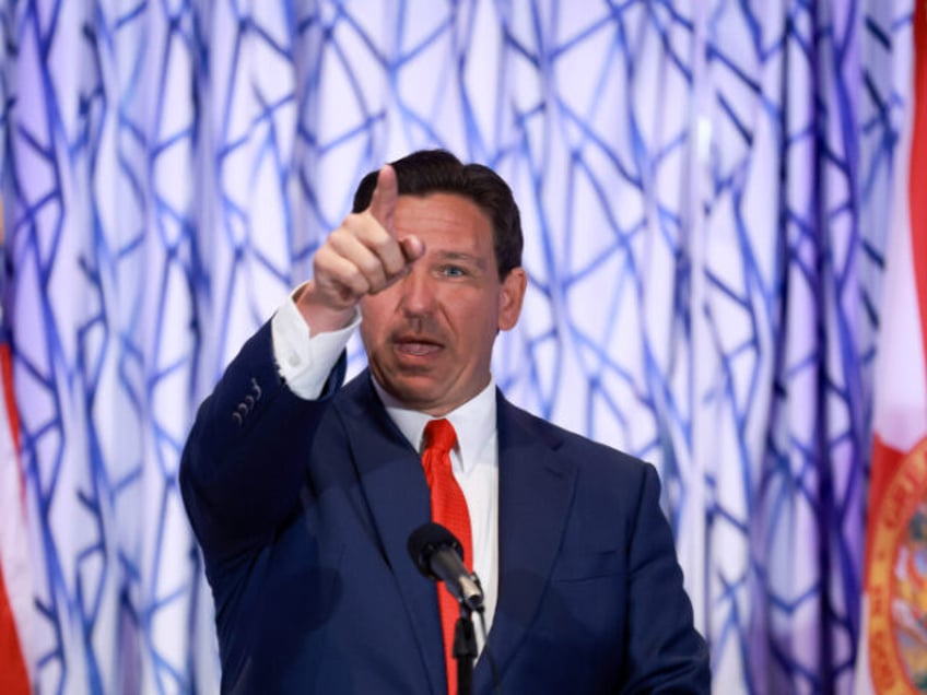 MIAMI BEACH, FLORIDA - MARCH 20: Florida Gov. Ron DeSantis during a news conference held a