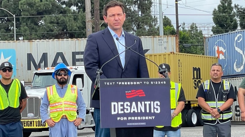 ron desantis in california says his war of words with gavin newsom is all business