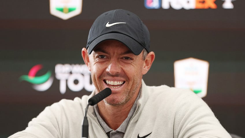 Rory McIlroy at podium