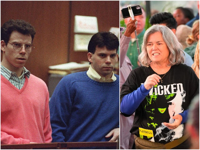 Erik Menendez (L) and his brother Lyle (R) listen during a pre-trial hearing, on December