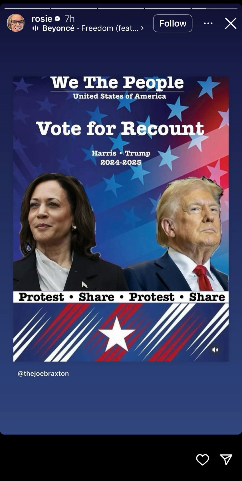 rosie odonnell promotes recount of trumps victory over kamala harris
