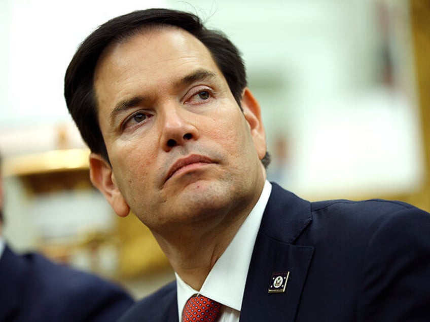 U.S. Secretary of State Marco Rubio attends a meeting with U.S. President Donald Trump and