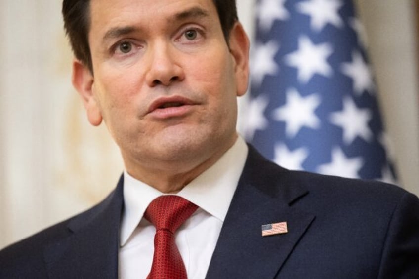 US Secretary of State Marco Rubio speaks with the media following meetings with a Ukrainia