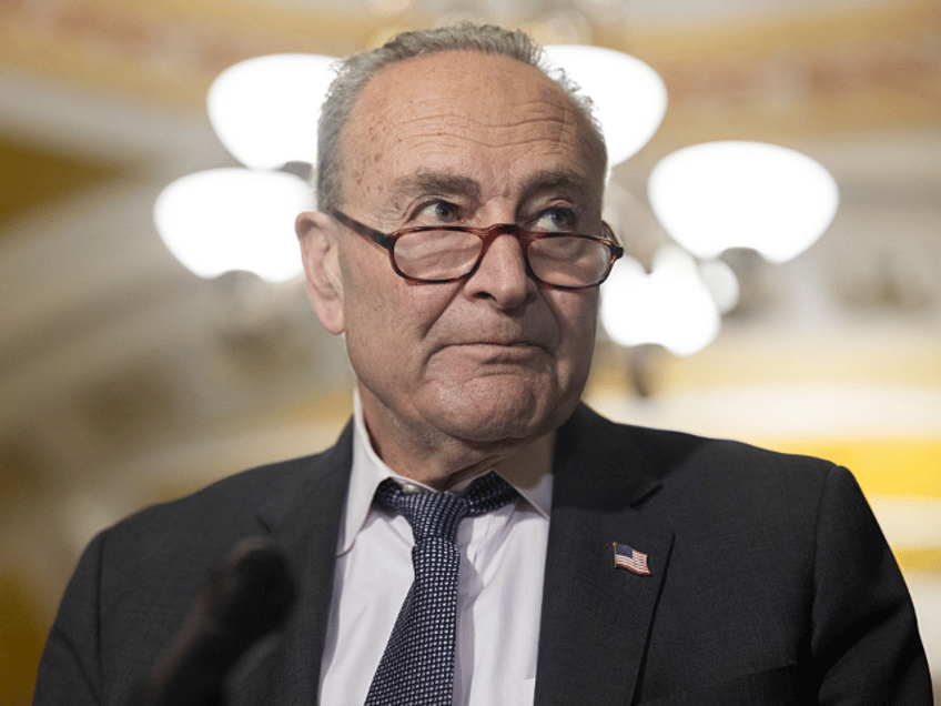 WASHINGTON, DC - MAY 6: Senate Minority Leader Chuck Schumer (D-NY) speaks at a press conf