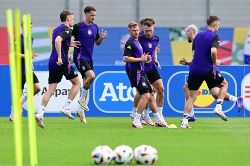 Hosts Germany train at the team's base camp in Herzogenaurach ahead of Saturday's last 16