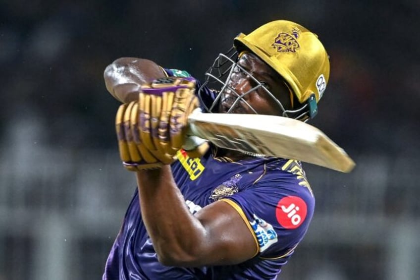 Master blaster: Kolkata Knight Riders' Andre Russell in action on Saturday