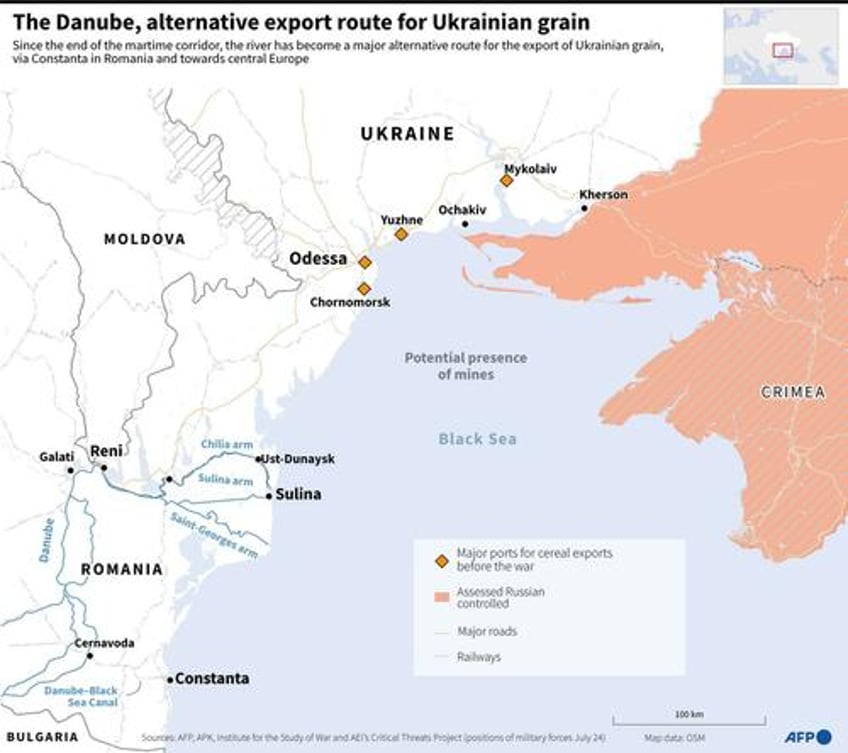 russia destroys grain silos along danube as us pushes for alternative ukraine shipping routes