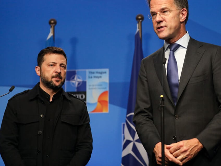 Volodymyr Zelensky, President of Ukraine, and Mark Rutte, NATO Secretary General, meet at