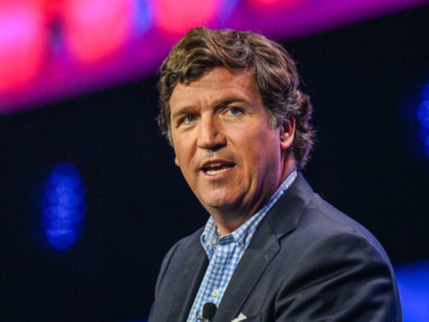 US conservative political commentator Tucker Carlson speaks at the Turning Point Action USA conference in West Palm Beach, Florida, on July 15, 2023. (Photo by GIORGIO VIERA / AFP) (Photo by GIORGIO VIERA/AFP via Getty Images)