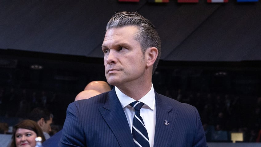 Secretary of Defense Pete Hegseth attends the meeting of North Atlantic Council defense ministers during the NATO defense ministers' meeting at the NATO headquarters on June 5, 2025, in Brussels. 