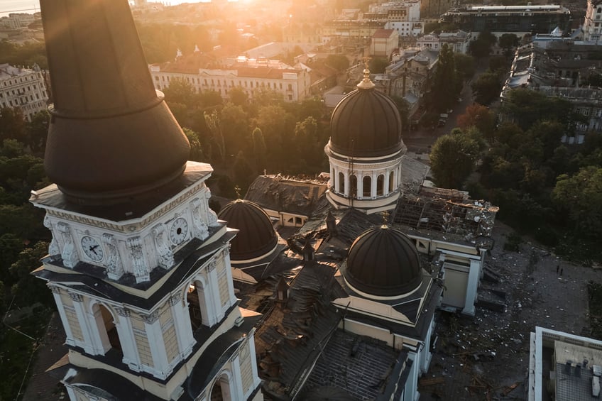 russian strike on odesa leaves one dead dozens injured and historic cathedral badly damaged