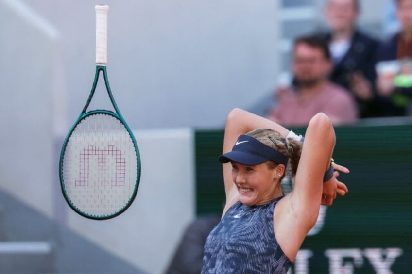 Mirra Andreeva won a last-16 match at a Grand Slam event at the third time of asking