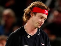 Russia's Andrey Rublev draws blood during meltdown at Paris Masters