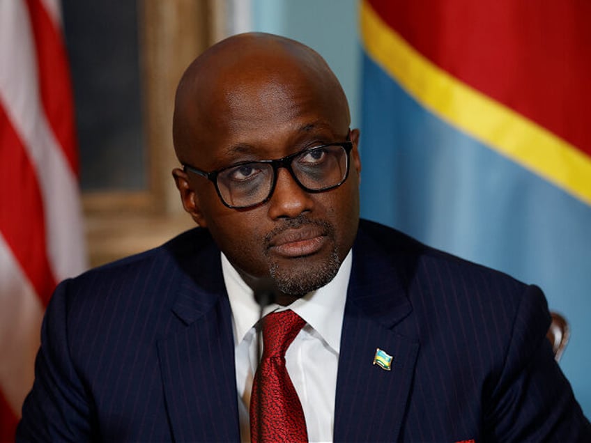 WASHINGTON, DC - APRIL 25: Rwandan Foreign Minister Olivier Nduhungirehe delivers remarks