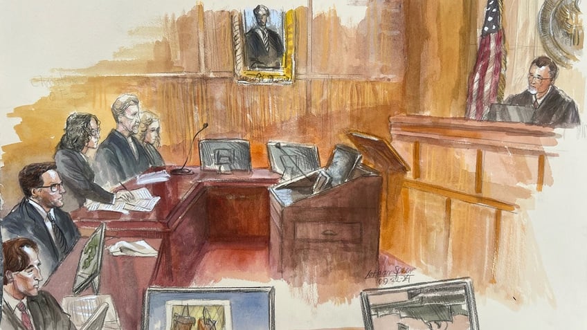 A court sketch depicts Ryan Routh as he appears in federal court in West Palm Beach