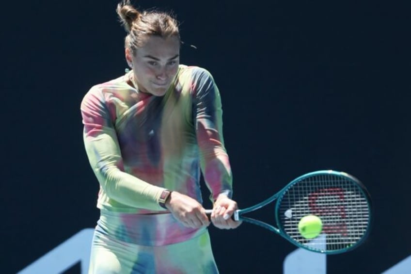 Aryna Sabalenka practises at Melbourne Park ahead of Saturday's singles final against Madi