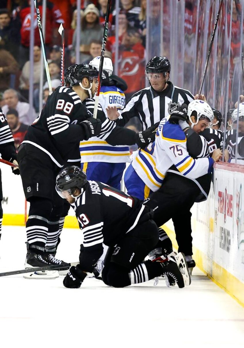 sabres connor clifton suspended by nhl for two games for head shot to devils nico hischier