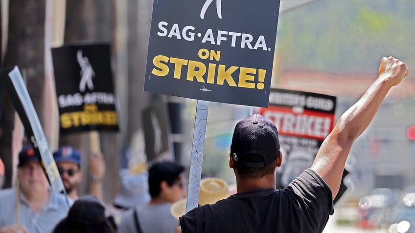 SAG-AFTRA strike sign held by protestor