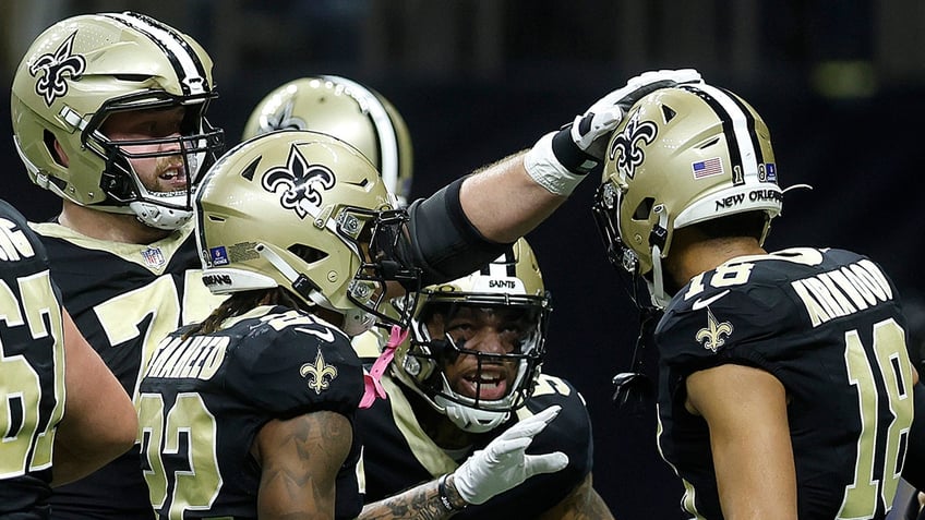 Saints celebrate touchdown