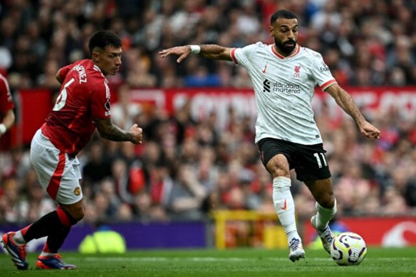 Liverpool forward Mohamed Salah in action against Manchester United