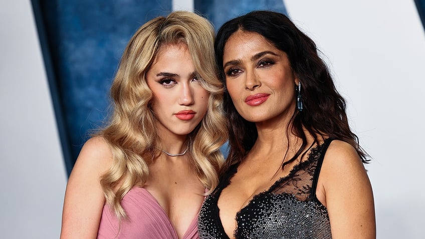 Salma Hayek posing with Valentia