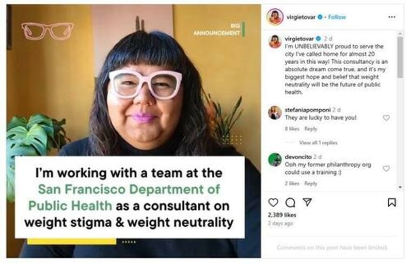 san francisco hires obese body positivity activist to work for health department