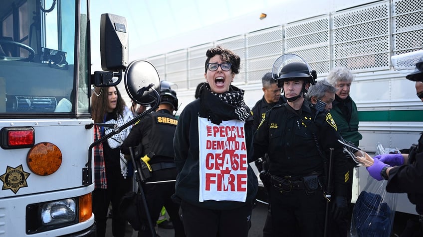 Protester holding a sign