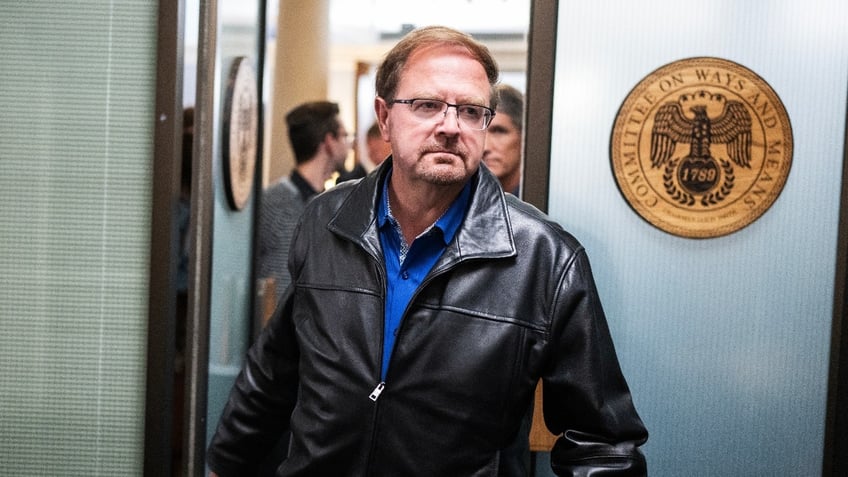 UNITED STATES - OCTOBER 10: Rep. Chuck Edwards, R-N.C., leaves a House Republican Conference candidate forum for speaker meeting in Longworth Building on Tuesday, October 10, 2023.