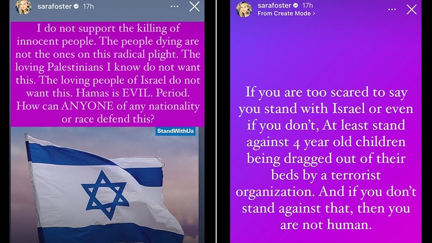 sara foster blasts those not supporting israel amid hamas war you are not human