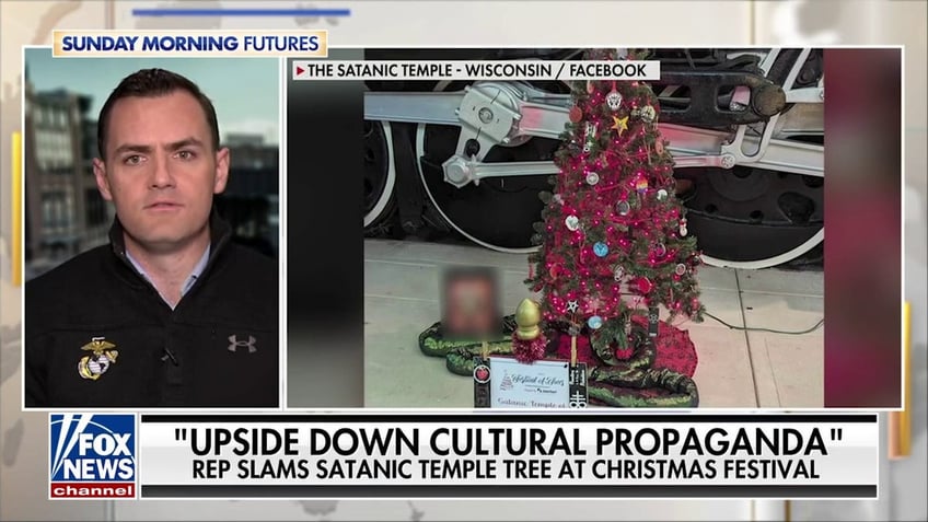 satanic hail santa christmas tree faces blowback for display at wisconsin museum