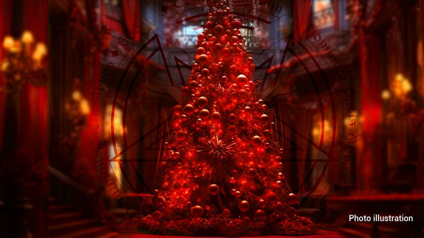 satanic hail santa christmas tree faces blowback for display at wisconsin museum