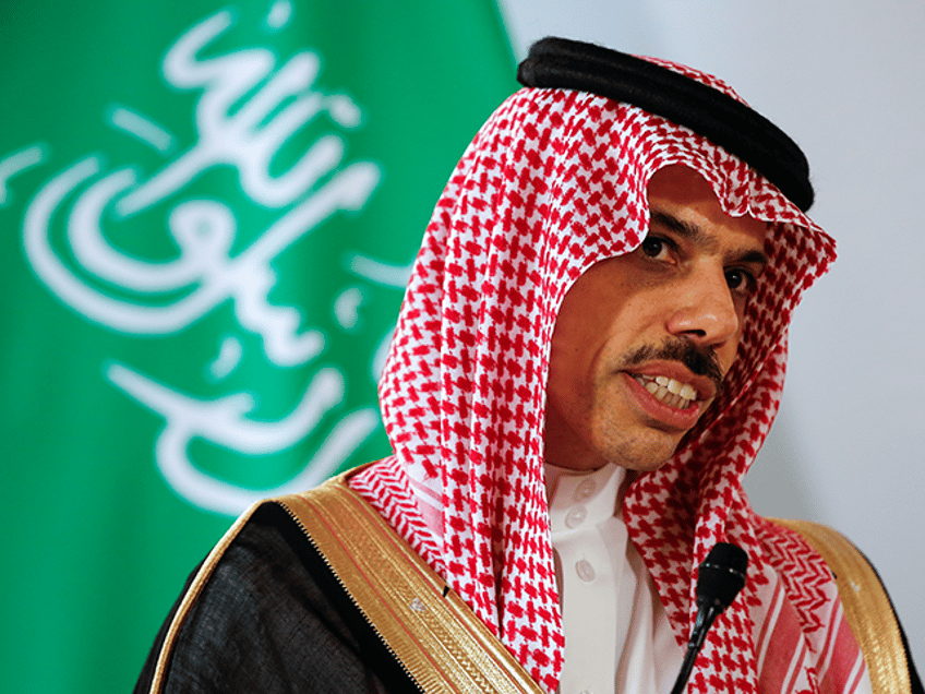 The Foreign Minister of Saudi Arabia, Prince Faisal bin Farhan Al Saud speaks during a new