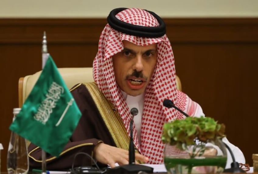 Saudi Foreign Minister Faisal bin Farhan at the closing press conference of the Riyadh sum