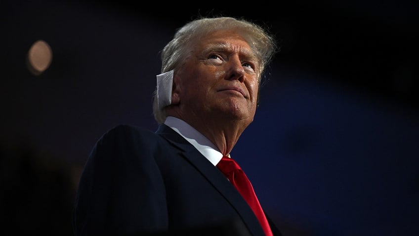 Donald Trump with bandaged right ear at GOP convention